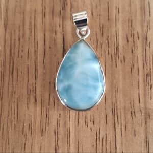 Larimar Natural Stone Silver Pendant